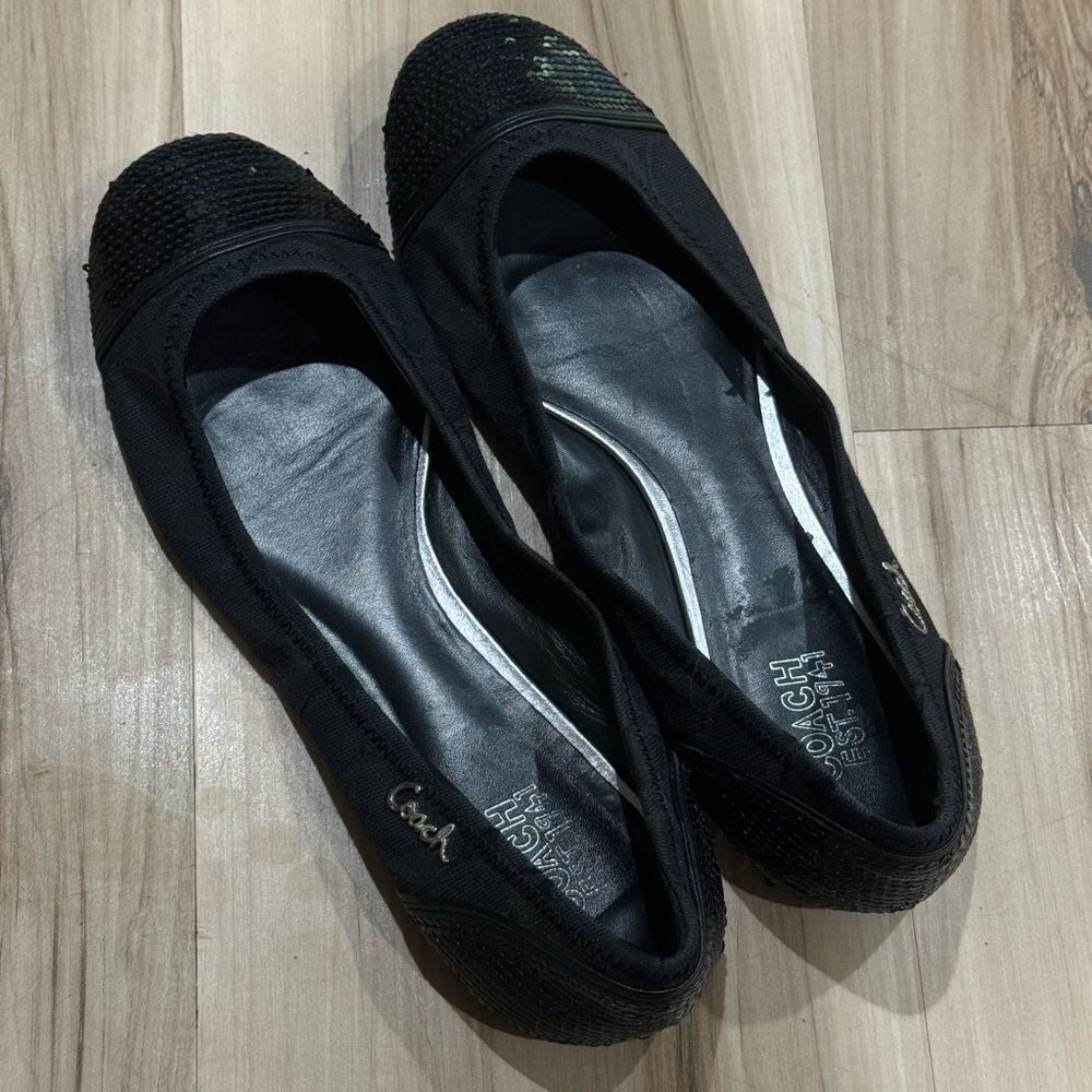Coach Black Sequined Toes Ballet Flats Shoes Women’s 8.5
